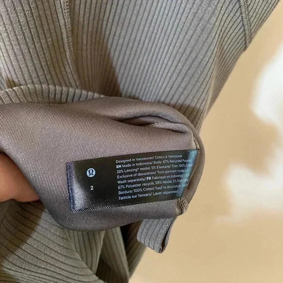 LULULEMON RIBBED SOFTSTREME SLIM FIT TANK ATHLETIC TENNIS DRESS IN NOMAD SIZE 2 - Picture 10 of 11